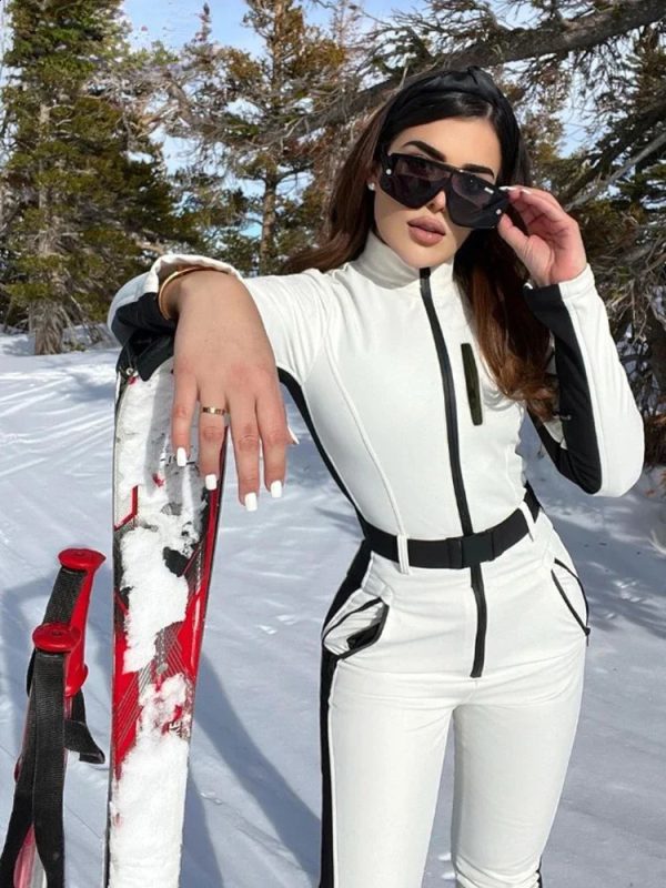 Ximina Winter Patchwork White Ski Jumpsuit Fashion Waterproof Windproof Skiing Overall 2024 Elegant Skateboard 240829