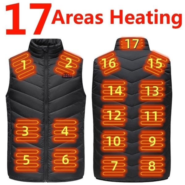 17 Areas Electric Heated Vest Usb Heating Vest Heated Jacket Men Women Heated Bodywarmer Usb Inner Heat Vest Veste Chauffante 240829