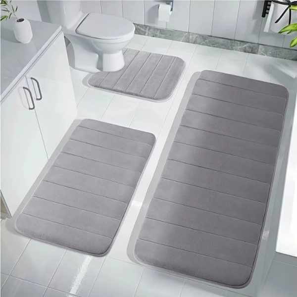 3 Pcs Bathroom Mat Set Nonslip Toilet Carpet Memory Foam Absorbent Floor Mats Shower Rug Home Decor Waterproof Footpad 240830