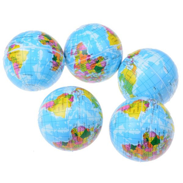 World Map Soft Foam Earth Globe Hand Wrist Exercise Stress Relief Squeeze Foam Ball 63MM