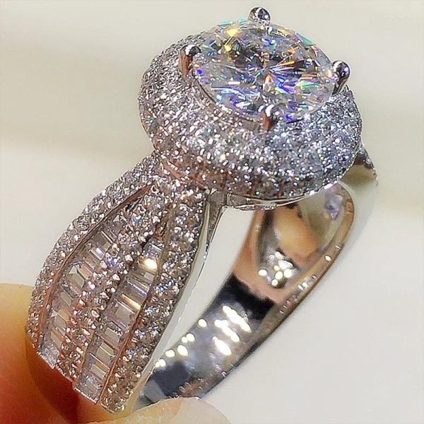 Wedding Rings 2024 Gorgeous Graceful Band Bridal Luxury Shining Finger Ring With Bright Zirconia Elegant Lady High-quality Jewelry