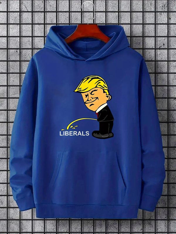 Trump Graphic Print Versatile Long Sleeve Comfy Hooded Sweatshirt Casual Top For Spring Autumn Men's Clothing Outdoor