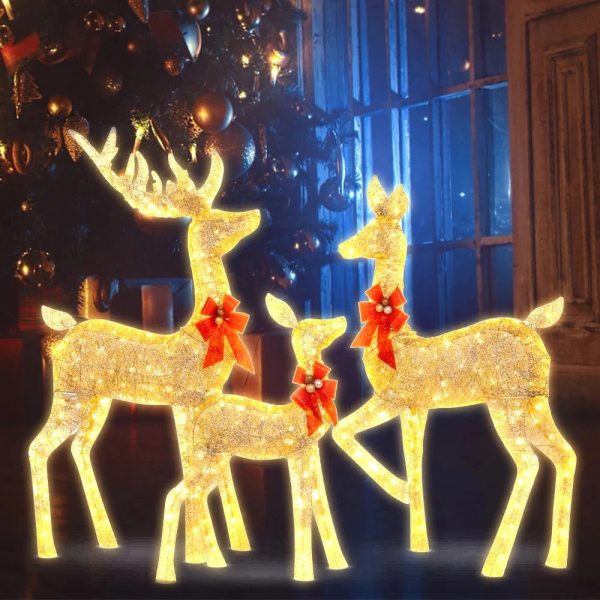 3Pcs Christmas Deer Decoration Light LED Reindeer Elk Luminous Sculptures Winter Garden Lawn Outdoor Yard Christmas Ornaments 240902