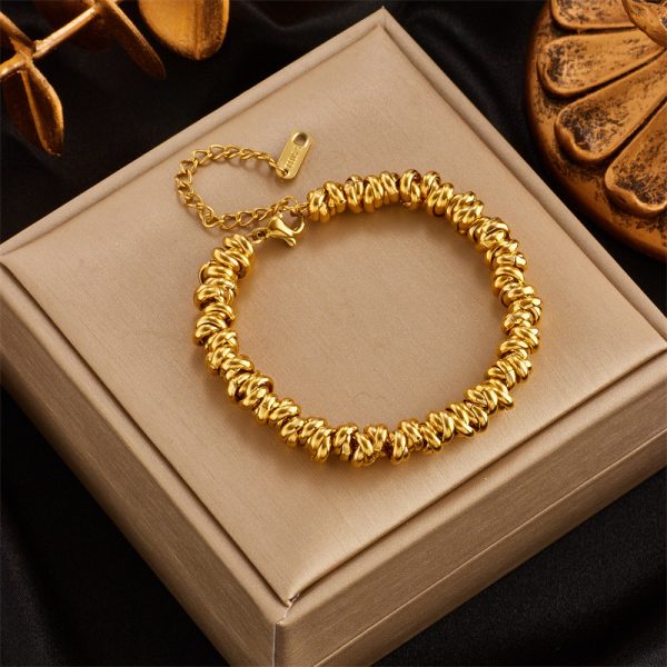 18k Gold Ring String Bracelet Wristband Charm Designer Jewelry Stainless Steel Chain Chunky Bracelets for Woman Man Stacking Iced Out Zircon Fine Jewelry