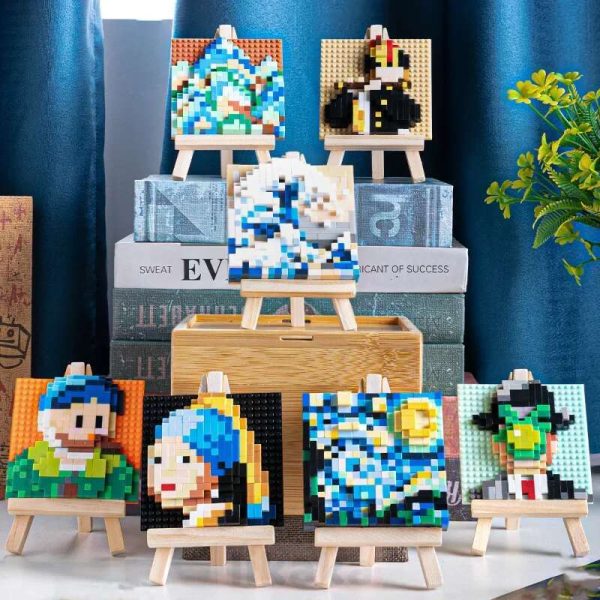 3D Pixel Art Famous Paintings Building Creative Van Gogh Starry Sky Micro Bloc DIY Toys Children's Gift Home Decoration