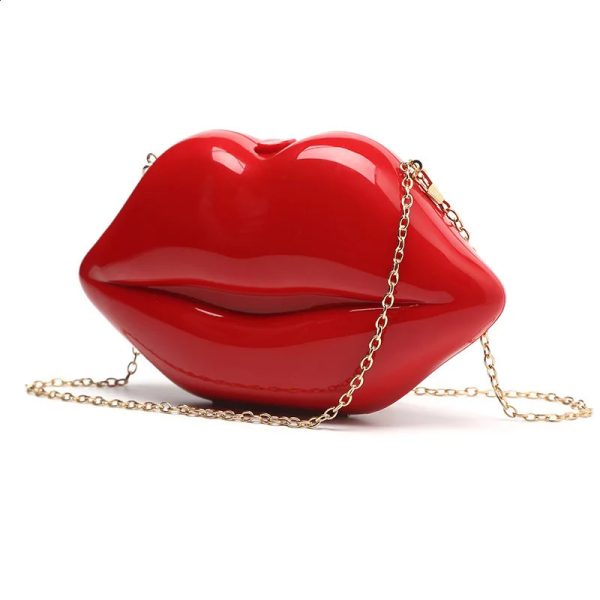 Womens Shoulder Bags Clutch Evening Bag Female Ladys Handbag Sexy Red Lips Acrylic Small er Crossbody Bag 240903