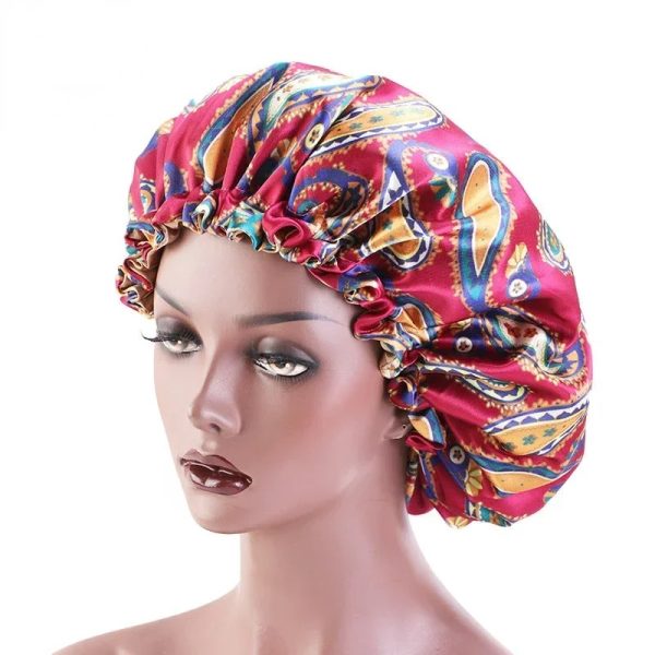 2024 New Extra Large Satin Lined Bonnet Women Big Size Beauty Print Satin Silk Bonnet Sleep Night Cap Head Cover Bonnet Hat Wholesale