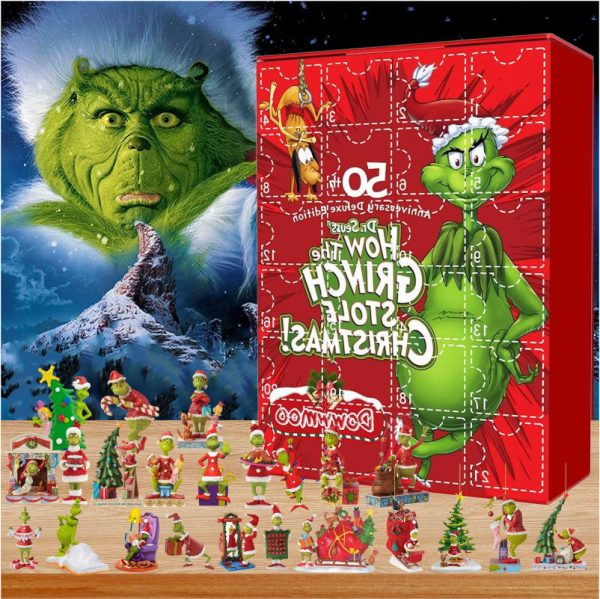 Advent 2024 24Pcs Cute Cartoon Elf Grinch Christmas Countdown Calendar for Kids Doll Collectible Figures Gifts FY8889 0826