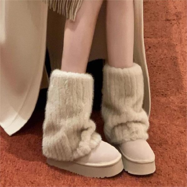 Winter Women Boots Platform Shoes Keep Warm Mid-Calf Snow Boots Ladies Lace-up Comfortable Quality Waterproof Zapatos Mujer