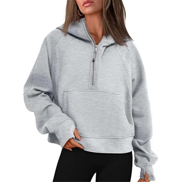 2024 New Yoga Suit Diving Hoodie Half Zipper Women's Autumn/Winter Sports Sweater Loose Sports Jacket Carnival Short Plush Coat Sports Sweater