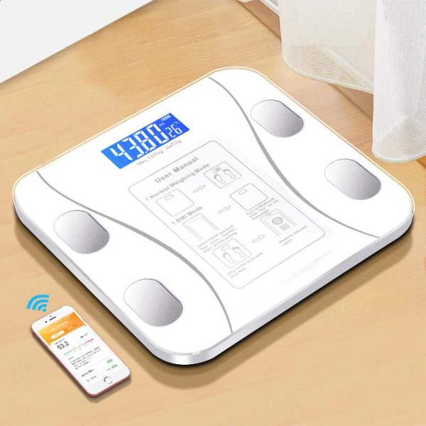 Body composition analyzer with smartphone application Bluetooth compatible smart wireless digital bathroom scale and body fat 240906