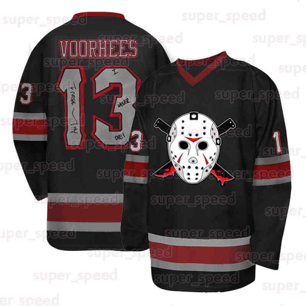 13 Jason Voorhees Ice Hockey Jersey 00 Griswold Men's Friday The 13th Movie Jerseys Halloween Horror Shirt Long sleeves Embroidered Black Christmas For Party Gifts