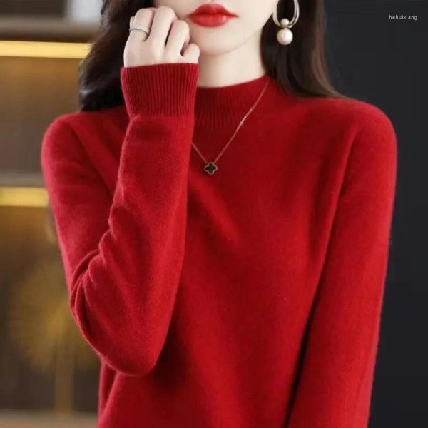 Women's Sweaters Women Mockneck Sweater Jumpers Knitted Solid Cashmere Pullover Elegant 2024 Autumn Winter