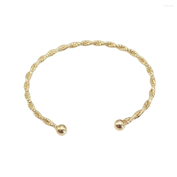 Bangle Trendy Geometry Twisted Knots Round Ball Open Adjustable Bangles Bracelets For Women Girl Jewelry Gold Color Cuff Pulseiras