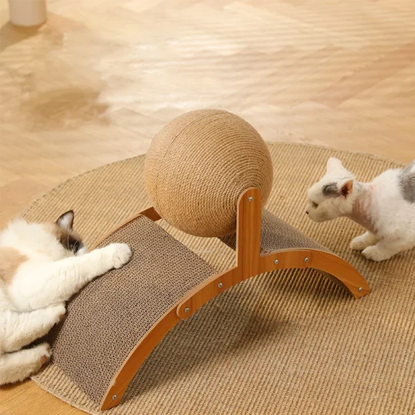 Wooden Cat Scratcher Wear-Resistant Grinding Paw Toy Scratch Board 2 In 1 Sisal Scratching Ball Scrapers For Cats Scraper