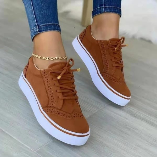 2024 New Sneakers Flat Casual Sneaker Spring Fashion Versatile Lace Up Walking Women Shoes Zapatos De Mujer Tendencia 240607