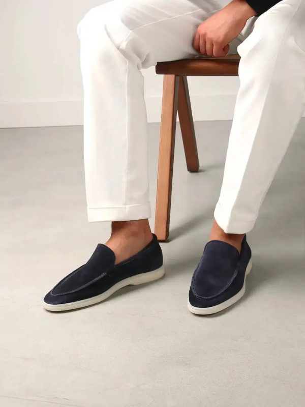 Yacht Loafers Frosted Suede Slip-on Driving Flat 4 Season Walking Lazy Mules Round Toe Penny Casual Shoes Man Big Size 240618