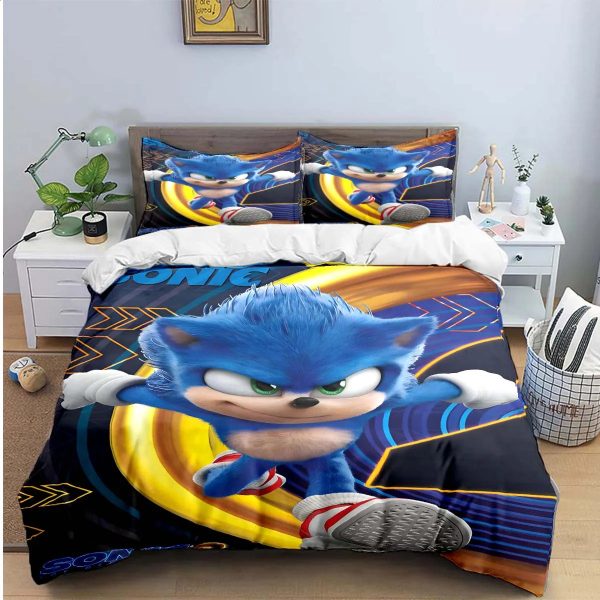 3D Exquisite Cartoon S-Sonic Wallpaper Anime Digital Printing Bedding Set Duvet Cover Comforter Bed Youth Kids Girl Boys Gift 240910