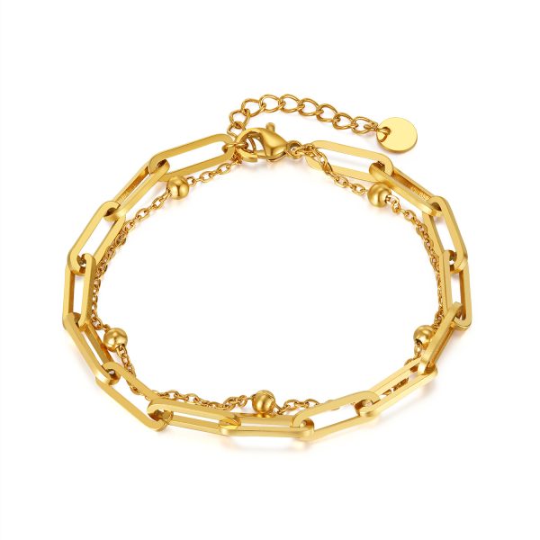 18k Gold Paper Clip Chain Bracelet Charm Designer Jewelry Waterproof Stainless Steel Chain Diamond Stack Bracelets Bangle Cuff for Woman Fashion Luxury Jewelry