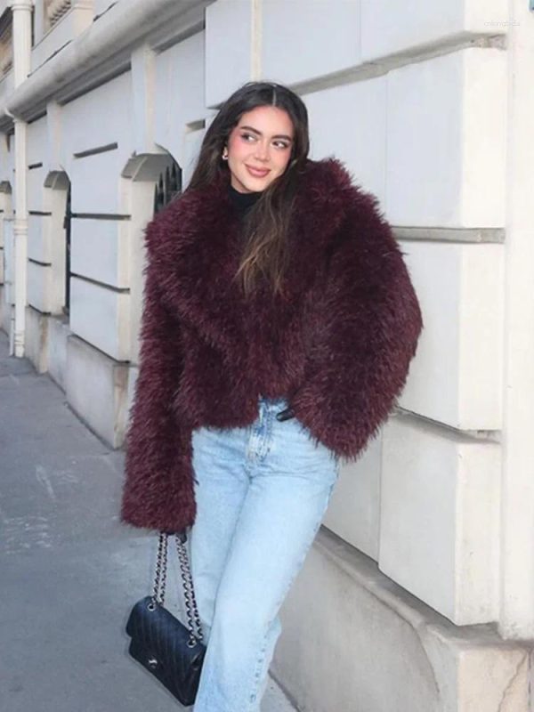 Women's Fur Fashion Fluffy Faux Warm Coat Winter Chic Lapel Long Sleeve Cardigan Jacket 2024 Lady Elegant Thermal Streetwear