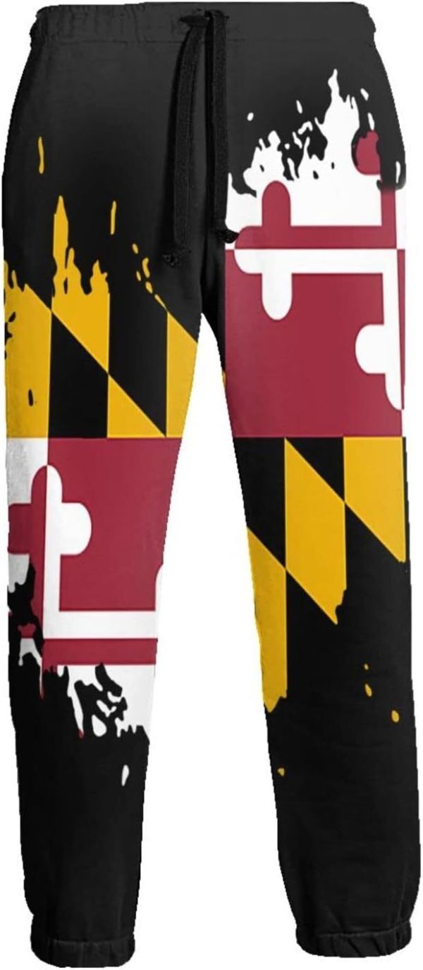 2024 Sweatpants Mens Marylands Flag Black Abstract For Men Printed Joggers Pant Drawstring Sports Pants Sweat Trousers Y2K