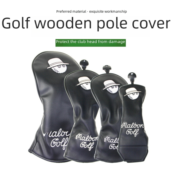 wooden Golf pole cover cartoon fisherman cap club protective cover 1/3/5/UT wooden pole head cap cover PU waterproof material