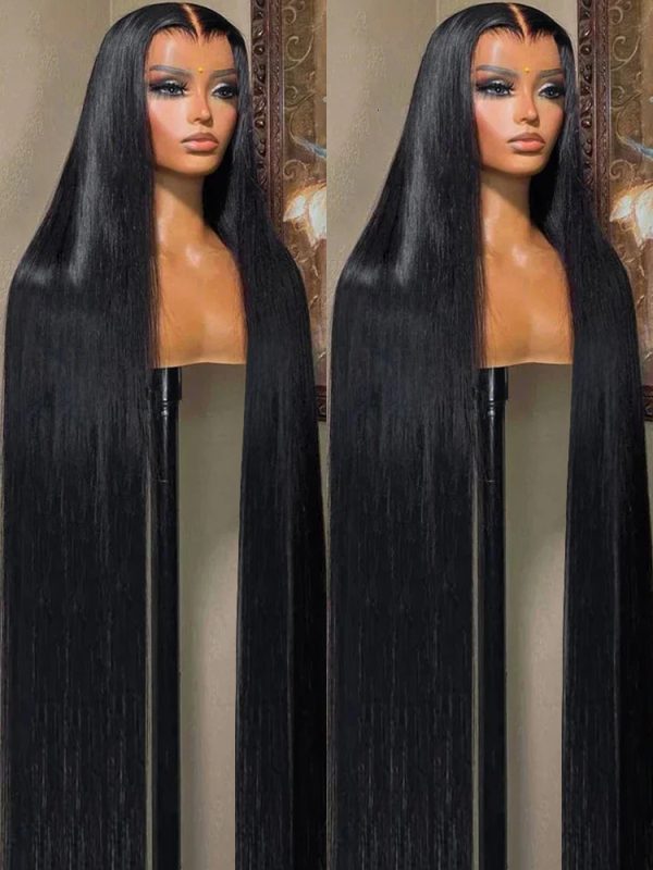 30 34 36 Inch Straight Transparent Front Wig 100% Raw Indian 250% 13X6 HD Lace Frontal Human Hair Wigs