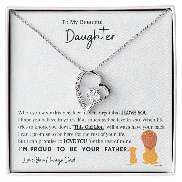 To My Daughter Gift Love You Heart Pendant Necklace Fashion Jewelry Women Girl Gifts Birthday Silver Gold Color Necklaces 240910