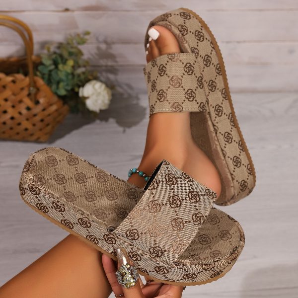 2024 Women slipper Summer Sandals Grey Brown Pink Flat Shoes Outdoor Flower Sandals Beach Shoes