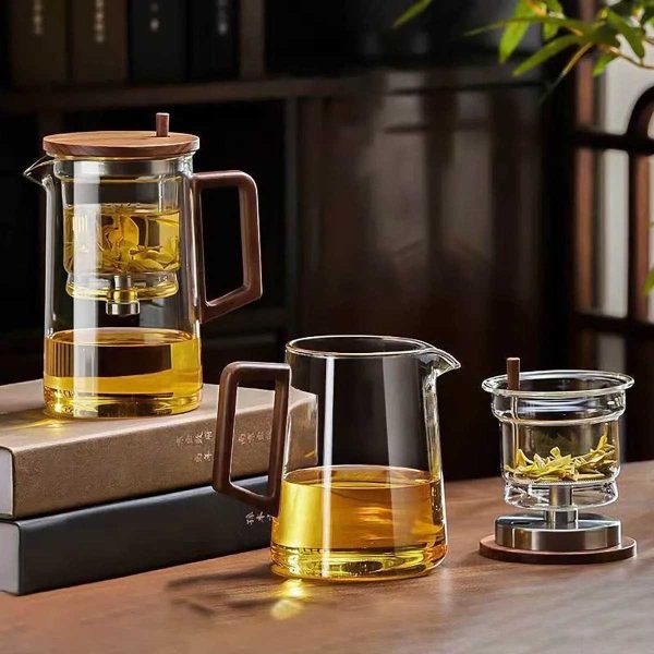 1 button filter teapot with walnut handle full lining tea separation household beverage tea cup X240913