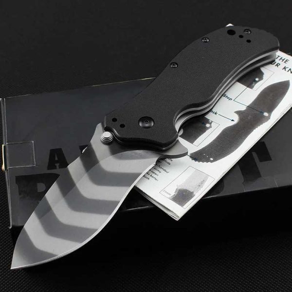 0350 Folding Knife Half Toothed Tiger Pattern Titanium S30V Bearing Flip Assist Pocket Knife Hunting Survival Tool EDC W240913