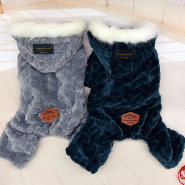 Winter Warm Pet Dog Clothes Corduroy Fleece Four Legs Jumpsuit Thicken Coat Jacket Pet Clothing For Teddy Dogs Costume S-XXL