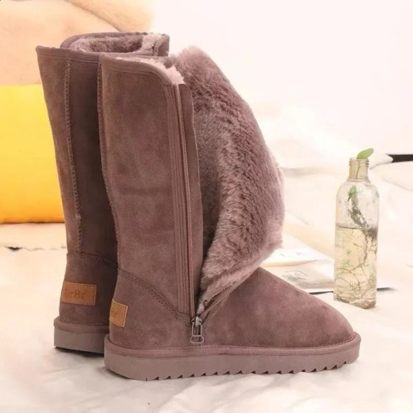 Women Suede Leather Warm Snow Boots Winter Causal Plush Fluffy Anti-cold Zipper Boots Plus Size 42 Women Platform Shoes 240904