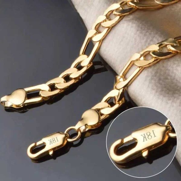 8-inch gold bracelet 8MM gold/silver full-color Figaro chain bracelet womens fashion wedding jewelry gift W240914