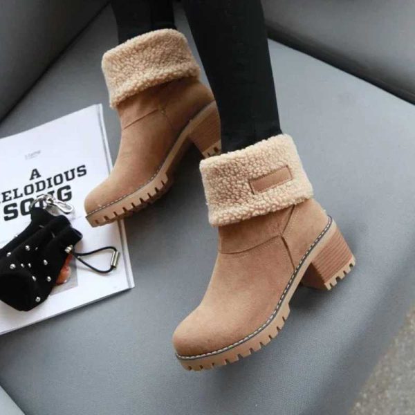 Womens Fur Snow 2023 Winter New Warm Wool Booties Ankle Boot Platform Shoes Turned-over Edge Casual Women Mid Boots H240709