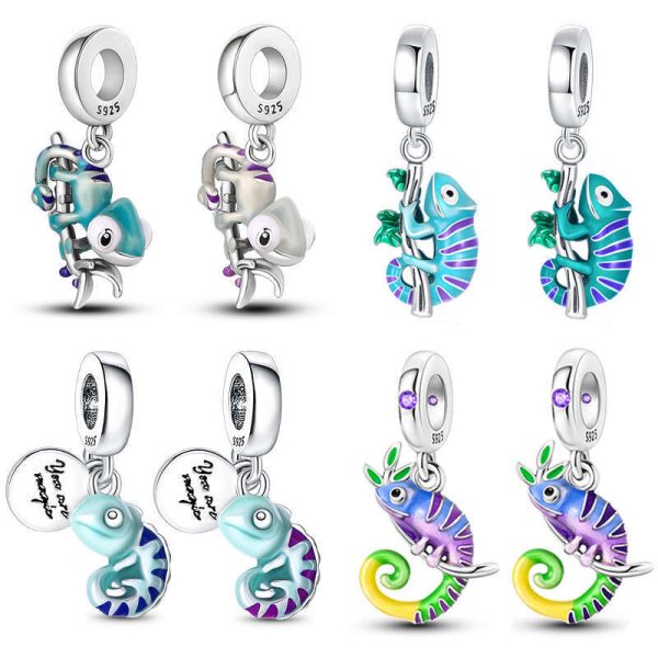 925 Sterling Silver Chameleon Butterfly Change Color Charms Beads Fit Original BraceletsDIY Fine Jewelry Gifts