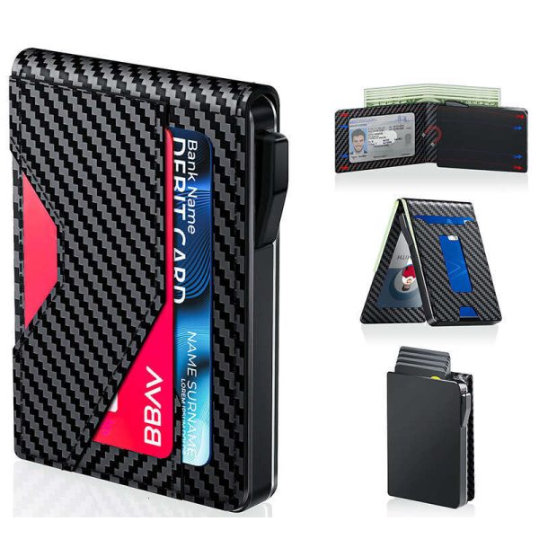 AMZZ Flip genuine leather soft carbon fiber zero wallet men's high-end feeling