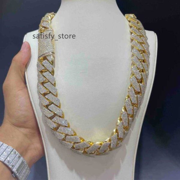 Top Quality Iced Out 20Mm VVS Lab Grown Diamond Cuban Link Chain Miami Hip Hop 10K Gold / Lab Grown Diamonds