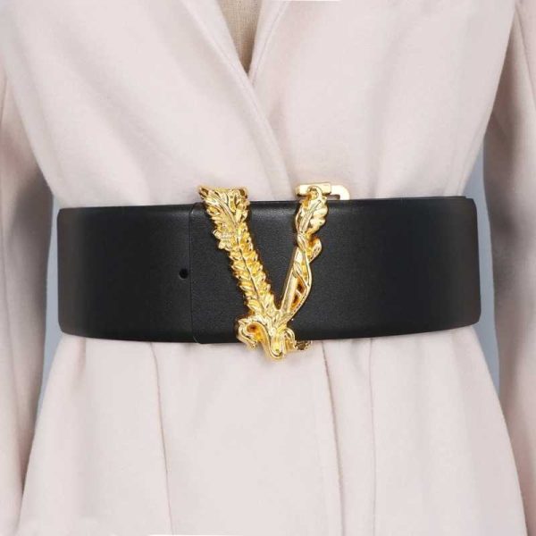 Belts 6.5cm wide womens metal gold V-shaped denim decorative version fashionable commuting dress jacket denim strap J240913