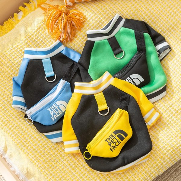 Tide Cool Wind Satchel Sweater Winter Dog Clothes Puppy Cat Warm Pullover Teddy Small and Medium-Sized Dog Two-legged Clothes