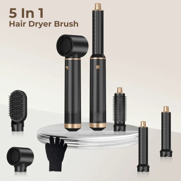 5 in 1 Hair Dryer Brush High Speed Brushless Blow Dryer Air Styling Comb Auto Hair Curler Negative Ionic Hair Heating Brush 240914