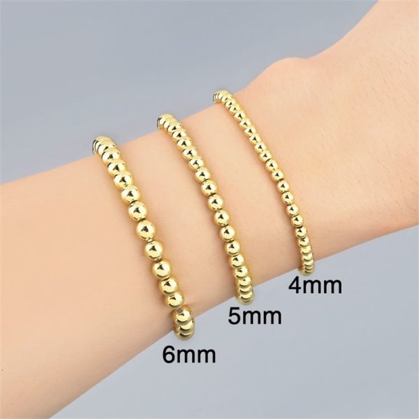 10 high-quality gold-plated bead elastic stacked layered bead bracelets 240918