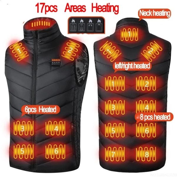 17 vest jacket fashionable mens jacket intelligent electric heating clothes winter hunting 240919