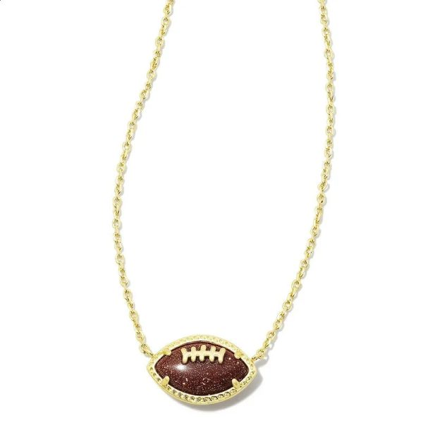 YEEVAA Orange Goldstone Football Pendant Necklace Fashion Jewelry Unique Gift 240919