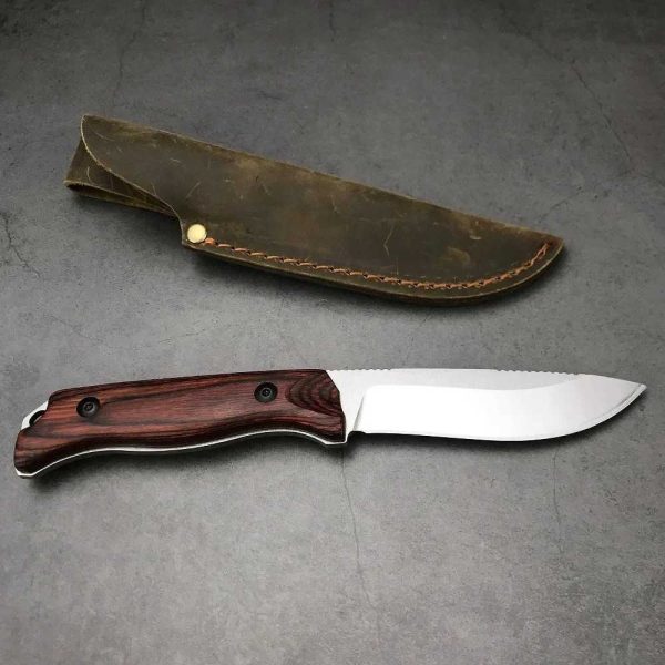 BM15002 Leather Sheath Straight Knife CPM-S30V Blade Wooden Handle Outdoor Hunting Survival EDC Camping Tactical Tool Knife W240919