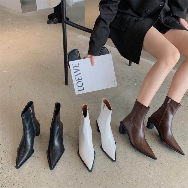 Women's Mid Calf Boots Luxury Designer Pointe Shoes Boots-Women Winter Footwear Fashion Med Rock Pointy 2024 Mid-Calf Ladies R