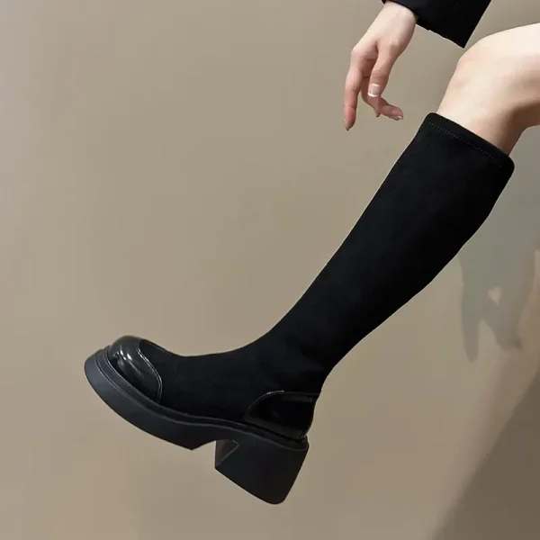 Women Platform Ankle Boots Autumn Winter New Slip on Chunky Goth Boots Woman Thick Soled Short Booties Female Elastic Sock 2024