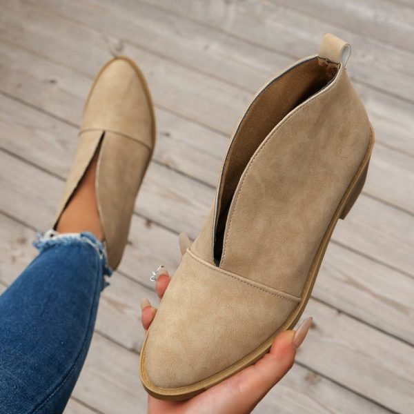 2023 New Women's Platform Shoes Fashion Chunky Heel Shallow Mouth Solid Short Boots Female Comfort Vintage Chelsea Boots Zapatos