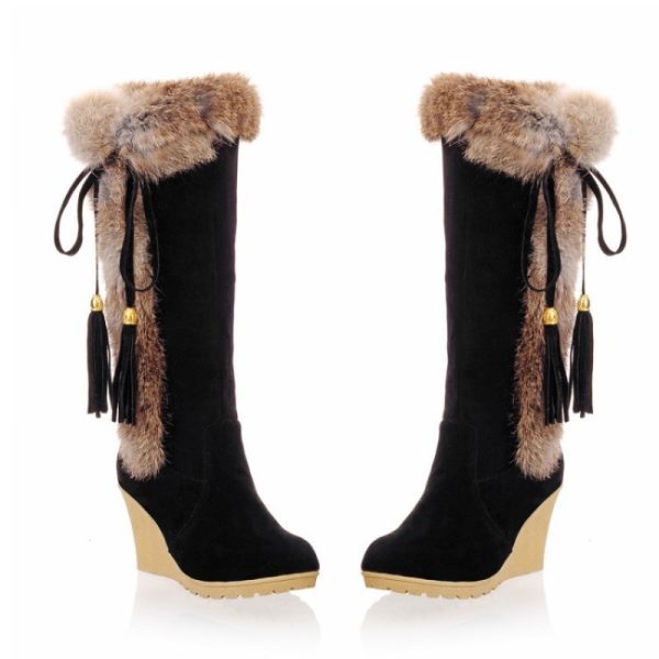 Wedge Boots Women's Shoes Platform Plush Winter Footwear Booties Ladies Sexy Thigh High Heels High Sexy Fur Long Boots Shoes