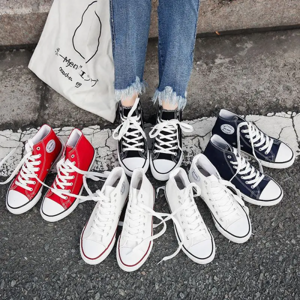 Women's High-top Canvas Shoes Spring 2023 New Style Casual Student Korean Version Cloth Shoes Skateboard Trendy Versatile